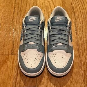 Nike Dunk Low-Top Sneakers in Paisly Slate Blue and White
